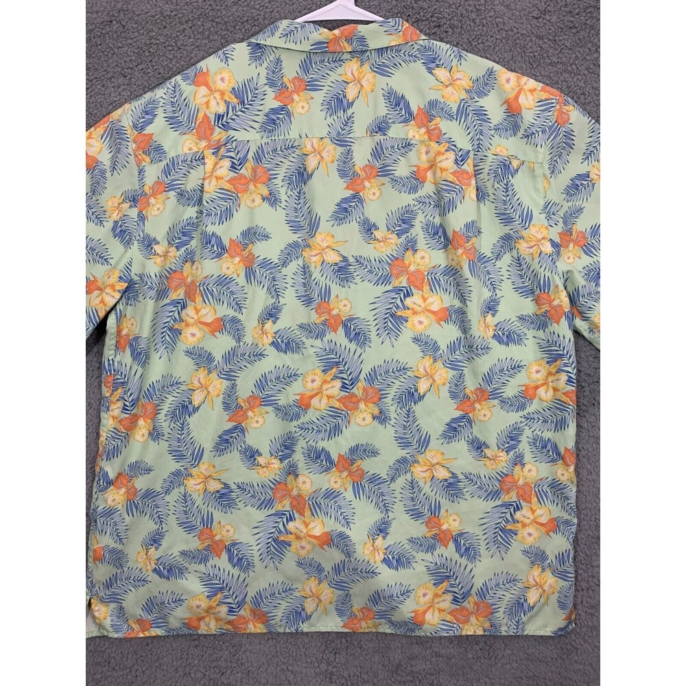 Large (L) Hawaiian Tropical Flowers Print Shirt Silk Cotton Blend Button-down - Picture 8 of 12